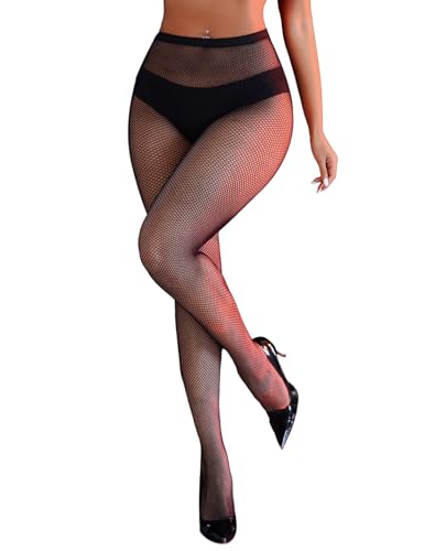 ohyeahlady Strumpfhosen Damen Ouvert Große Größen Sexy Schwarz Netzstrumpfhose Elastisch Hohe Taille Schenkelhohe Strümpfe Fishnet Stockings...