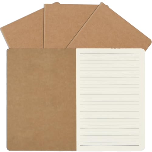 SZYIKUER A5 Kraft Notebooks Bulk Lined Paper Journaling Notebooks Notebooks for Work Journal notebooks for kids Composition Notebooks for School 60 Pages 8.3x5.5 Inches 4Pack