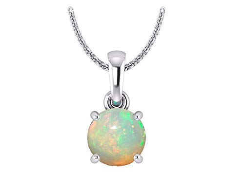 Sterling Silver Genuine or Created Round cut birthstone Pendant Necklace For Women & Girls | Fine Jewellery