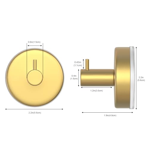 Image of HUFEEOH Shower Suction Hooks for Inside Showers, Gold L-Shape, 4-Pack | Towel Holders for Bathroom Walls, with Separate Hanging Spots on Smooth Glass, Tile, Mirror, Or Marble for Robes And Loofahs
