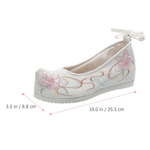 Chinese Ancient Embroidered Hanfu Shoes: 1 Pair Chinese Style Shoes Cloth Vintage Embroidery Mary Lace- up Shoes for Ladies Girls2