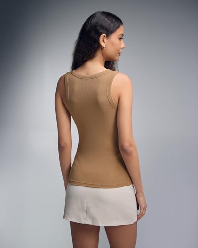 Image of Women's Ultra-Lightweight Ribbed Tank Top | Micromodal & Micropolyester Blend, Sleeveless Crew Neck, Regular Fit for Training, Travel & All-Day Casual Wear (XW2004)