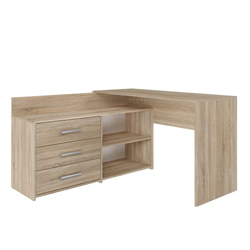 CDF Schreibtisch DANY 120x50x76 cm – Eckschreibtisch mit 3 Schubladen, modern & funktional, in Eiche Sonoma, stabil & pflegeleicht, ideal für Kinderzimmer oder Homeoffice CDF Schreibtisch DANY 120x50x76 cm – Eckschreibtisch mit 3 Schubladen, modern & funktional, in Eiche Sonoma, stabil & pflegeleicht, ideal für Kinderzimmer oder Homeoffice
