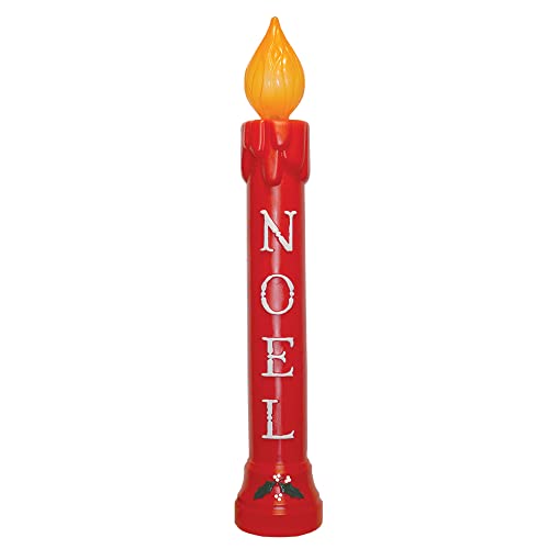 Union Products Blow Molded 39 Inches Plastic Realistic Lighted Noel Illuminated Candle with Electric Cord and Light Included Red
