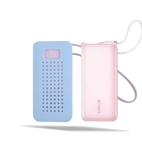 For Anker Power Bank A1637 ケース カバー【HXINGNAN】 シリコン ケース 薄型 滑り止め 耐衝撃 防水 防塵 收納 全面保護 充電便利 Anker Power Bank A1637 保護ケース (ブルー)