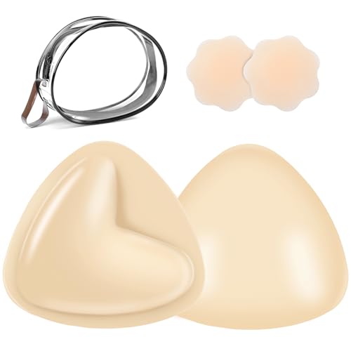 Image of Sticky Bra Inserts, Double-sided Sticky Push Up Inserts, Reusable Bra Pad Inserts for Bikini Dress Swimsuit Sports Bra