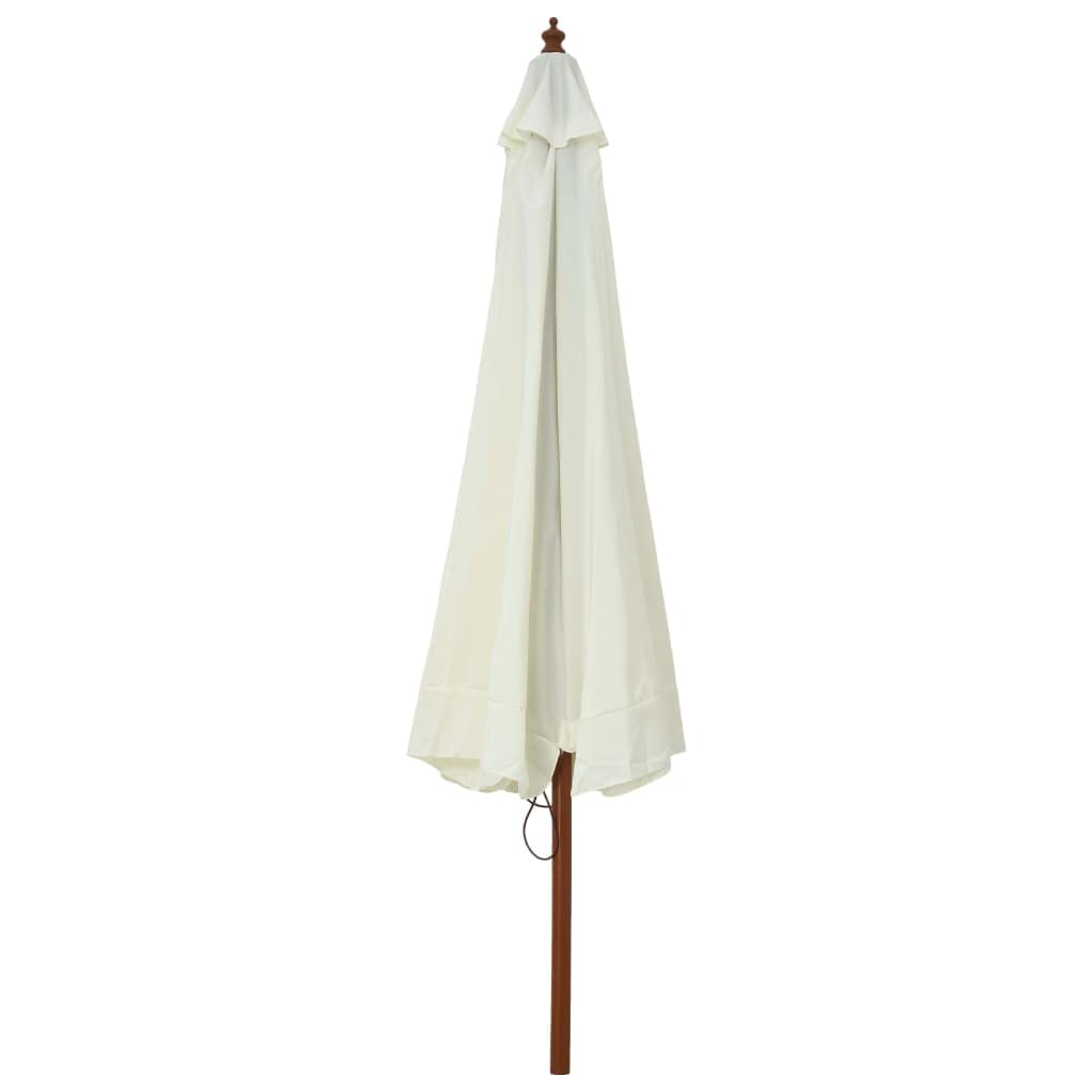 Ombrellone da giardino da 330 cm, con palo in legno e doppio cavo per bottiglia, grande ombrellone da terrazza in poliestere, per giardino, terrazza e mercato