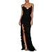 Produktbild JIAGU Abschlussballkleider für Damen, elegantes Kleid, Casual, Schlauchtop, V-Ausschnitt, Spitze, offener Rücken, Rock, Swing, Hochzeitskleid, für legere Partys, Damenkleider, Schwarz , Large