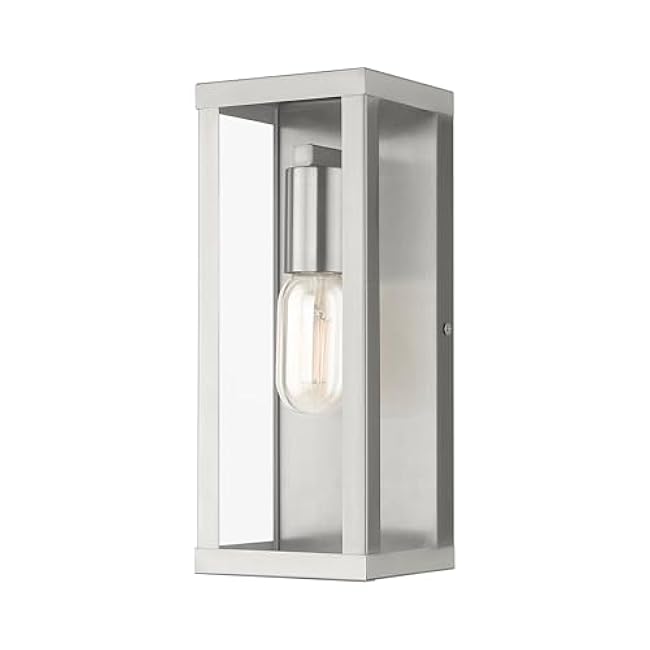 Livex Lighting, 28032-91, Gaffney, Outdoor ADA Medium Wall Lantern, Brushed Nickel