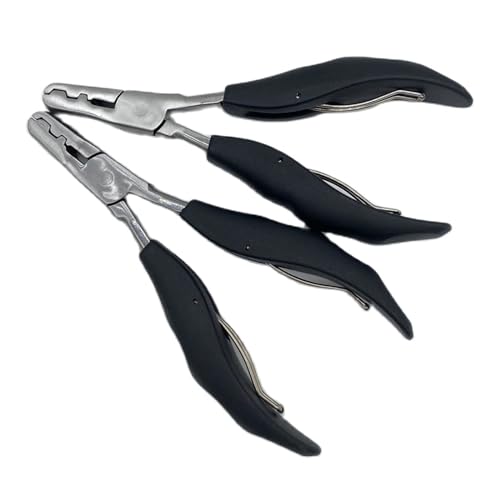 Alicates de extensión de cabello de 5,7 pulgadas y mango negro con ranuras planas 5