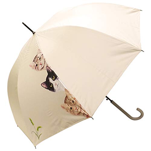 ［マコッカ］ 日傘 晴雨兼用 ジャンプ傘 完全遮光 UVカット 100％ 58cm レディース 傘 超撥水 ひょこっと猫柄...