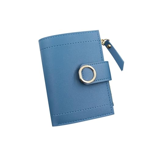 Sac à main court zippé pour femme avec porte-carte d'identité bleu