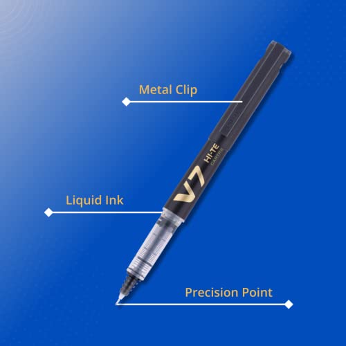 Image of Pilot V7 Liquid Ink Roller Ball Pen V7 Liquid Ink Roller Ball Pen (2 Blue + 1 Black Hi-tech Point 05)