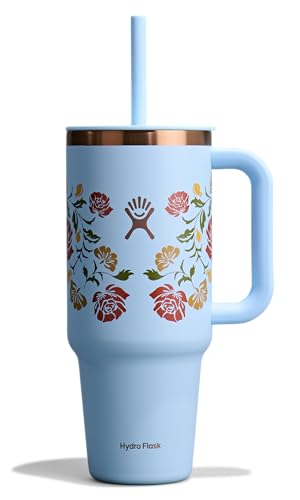 Image of Hydro Flask 40 Oz Travel Tumbler with Handle, Lid and Straw - Insulated Stainless Steel in Western Light Blue