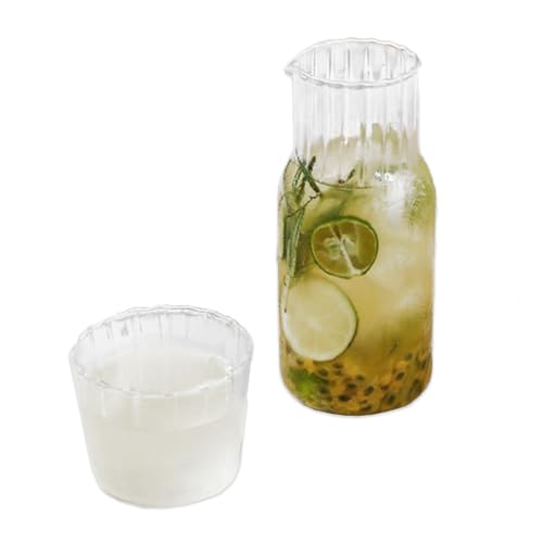 Bedside Water Carafe and glass set, Vintage mini carafe with small glass cup that acts as a lid, hand blown artisan piece, Clear Mouthwash Dispenser Bottle for Bathroom,