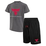 Ultra Game Youth NBA Official Super Soft Game Time T-Shirt & Shorts Set, Chicago Bulls, Heather Charcoal, 14-16