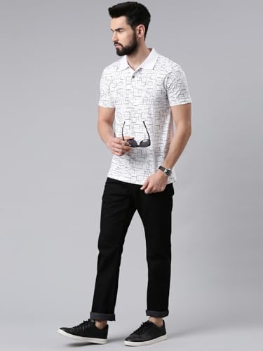 Image of KRYPTIC Men's Ultra-Soft Cotton Rich Casual Printed Half Sleeve Regular Fit Classic Polo T-Shirt - Soft, Cool & Stylish Everyday Wear