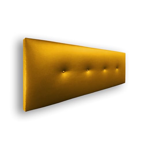 Silcar Home - Cabecero de Cama 150 Dorado Silvi - Tapizado, Estructura Madera, Hilera Botones Estilo Moderno - Fácil Instalación, Acolchado Confort - 150 cm, Polipiel Dorado