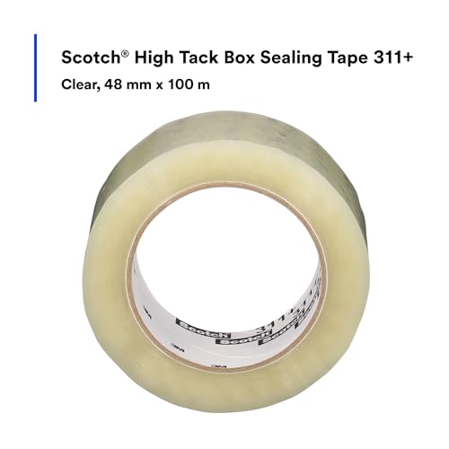 Image of Scotch High Tack Box Sealing Tape 311+, Cold Shipping, Freezer Storage, Clear Color, 48 mm x 100 m, 36 /Case