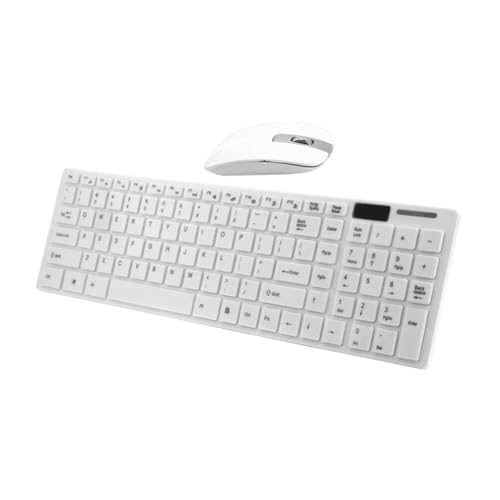 Clavier et souris sans fil 2.4G blanc ultra fin en plastique avec protection de touches pour bureau