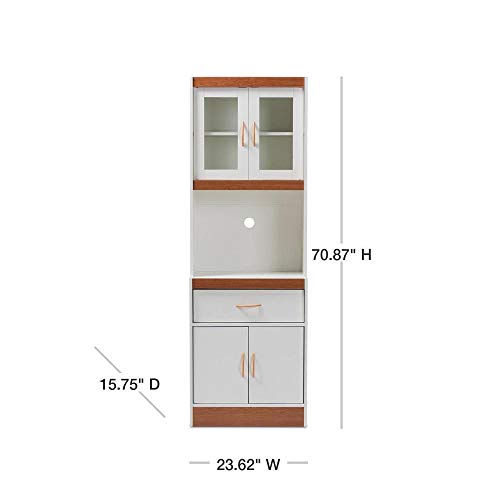 Baxton Studio Laurana Modern and Contemporary White and Cherry Finished Kitchen Cabinet and Hutch