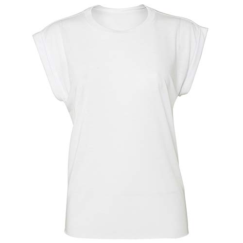 Bella + Canvas Womens/Ladies Flowy Rolled Cuff Muscle T-Shirt (S) (White)