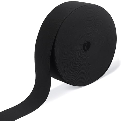 RIUNBB Black Elastic Bands for Sewing - Waistband Elastic 1-1/2 inch x 15 Yards - Durable, Comfortable Stretch for Pajamas, Crafts, Waistbands & Masks