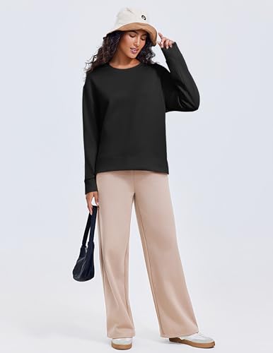 PINSPARK Soft Crewneck Sweatshirt for Women Long Sleeve Lightweight Pullover Yoga Casual Sweatshirts Fall Fashion 20253
