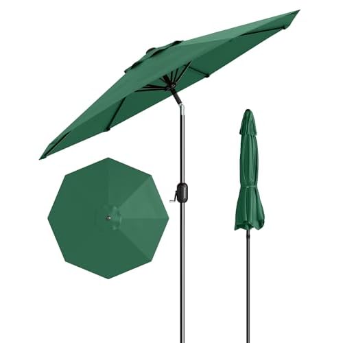 GarveeLife 10FT Outdoor Patio Umbrella, Table Market Umbrella with Push Button Tilt and Crank, 8 Sturdy Ribs UV Protection Waterproof for Garden, Deck