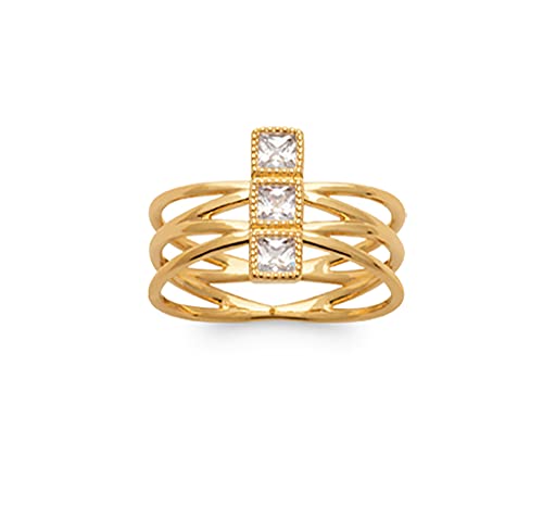 Bague en Plaqué Or 18 carats Tata Gisèle avec oxydes de Zirconium carrés