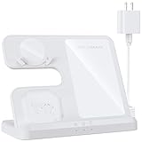 Wireless Charger for Samsung Charging Station: 3 in 1 Galaxy Watch Charger, Adapter Included (White)