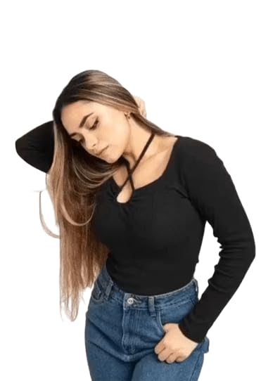 Image of Gampy Women's Lavender Long Sleeve Top, Criss-Cross Neck Design, Ribbed Knit Fitted Casual