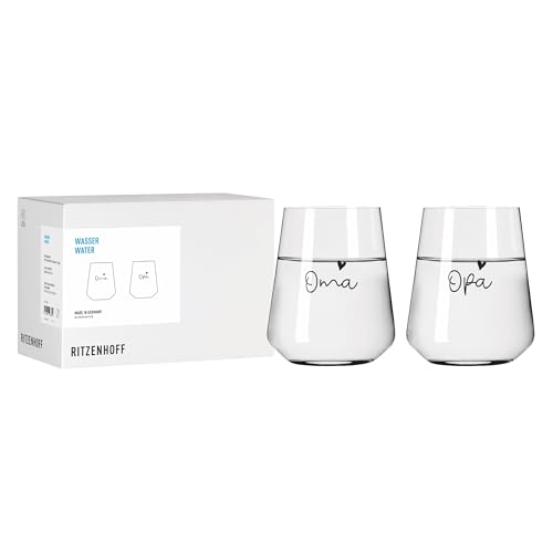 RITZENHOFF 8174002 Wasserglas 500 ml 2er Set Sprüche liebevoll gestaltetes Gläser-Set Oma & Opa Made in Germany