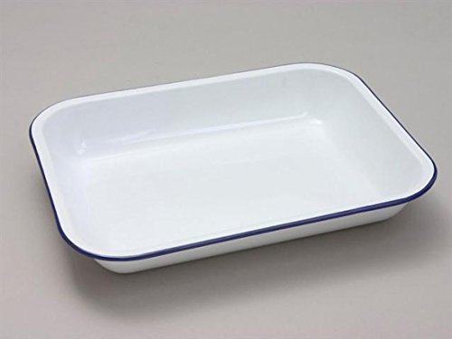 Image of Country Club Classic White Enamel Bake Pan - 37cm, Rectangular, Oven & Freezer Safe, Recommended for Cakes, Christmas & Birthday Occasions