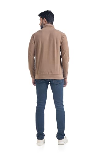 Image of Men's Sweat Shirts with Zippered, Full Sleeves Solid /Relaxed & Regular Fit Pure Cotton Sweater /Comfortable and Casual Winter Wear for College, Office