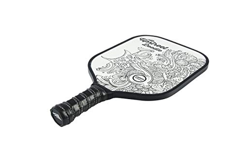 Upstreet Graphite Pickleball Paddle - Polypro Honeycomb Composite Core - Paddles Include Racket Cover (White with Black Drawings)