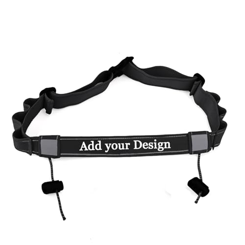 Muka Custom Triathlon Race Number Belt with Gel Loops, Printing Logo on Reflective Running Belt-Black