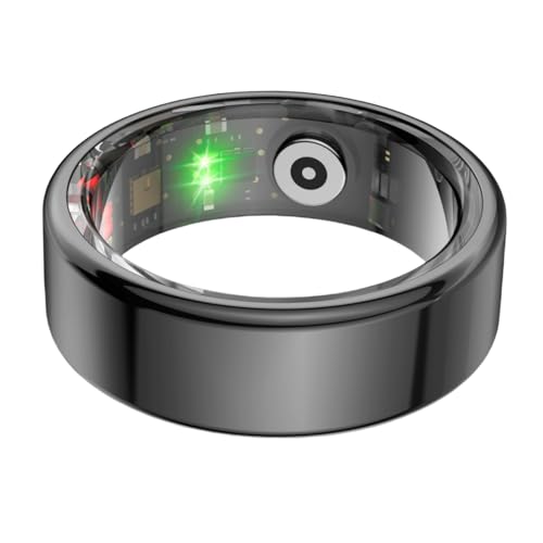 EOGBM Smart Rings for Men, Fitness Trackers for Women - Sleep Tracking Wearable - Heart Rate - Blood Oxygen - IP68 Waterproof (Black, 10#)
