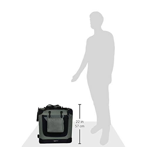 Amazon Basics Folding Portable Soft Pet Dog Crate Carrier Kennel, 26 X 18 X 18 Inches, Grey #TOP5