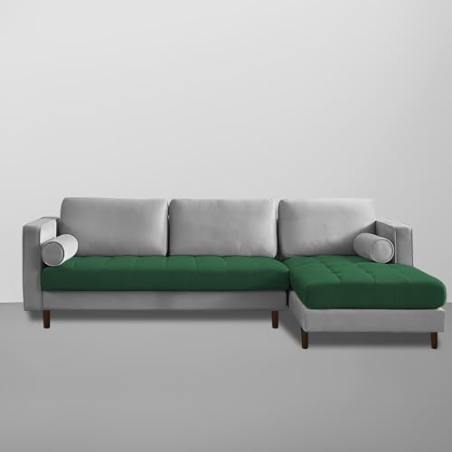 Image of Lezra RHS 4 Seater L Shape Sofa Set for Living Room (Green Grey Fabric) Premium Fabric Sofa