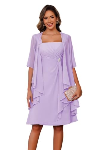 Square Neck Mother of The Bride Dresses with Jacket 2025 Chiffon 2 Piece Formal Evening Gown YMS382