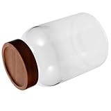 Homoyoyo Tarro de Vidrio Hermético con Tapa de Madera Boca Ancha para Almacenamiento de Azúcar Cereales y Condimentos Contenedor de Alimentos para Cocina Organizada