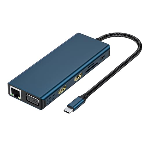 Station d'accueil USB C double moniteur 12 en 1 avec ports VGA et USB 3.0