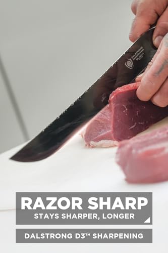 Dalstrong Slicing Knife - 12”- Valhalla Series Ravenstone Black Blade Titanium Coated - Premium 9CR18MOV HC Steel - Resin & Wood Handle - Razor Sharp - Meat Slicing Knife- Sheath