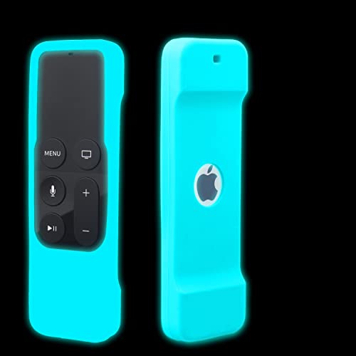 [Nightglow Blue] Case for Apple TV 4K / 4th 5th Gen Remote, Akwox Light Weight [Anti Slip] Shock Proof Silicone Cover [Lanyard Included] -not for New Apple 4k TV Series 6th Gen 2021