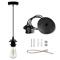 VTYXCTIGJ Industrial Mini Pendant Light Kit, Edison Retro Pendant, UL E26 Lamp Socket Vintage Pendant Light Cord, Mini Ceiling Hanging Light Fixtures, Adjustable Hanging Light Kit for Kitchen?Black?
