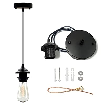 VTYXCTIGJ Industrial Mini Pendant Light Kit, Edison Retro Pendant, UL E26 Lamp Socket Vintage Pendant Light Cord, Mini Ceiling Hanging Light Fixtures, Adjustable Hanging Light Kit for Kitchen?Black?