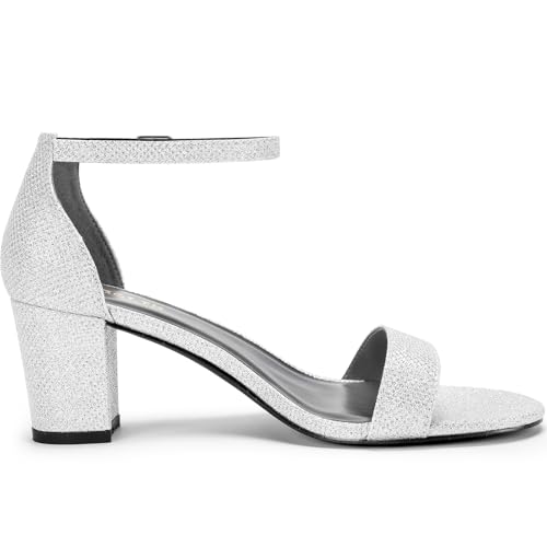 Image of Women's Heeled Sandals Open Toe Ankle Strap 2.5-Inch Chunky Heels Dress Shoes Wide Feet Friendly