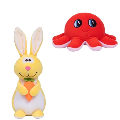 Image of TOYTALES Plush Soft Toy Combo - Cute Red Octopus & Yellow Rabbit Stuffed Animals for Kids | Huggable Cuddly Toys for Boys & Girls | Baby Gifts, Toddler Toys, Birthday Present