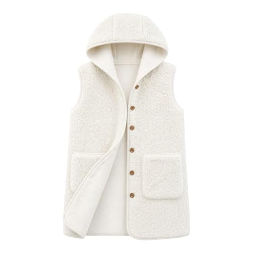 Fleece Vest Women Warm Open Front Sherpa Long Button Down Vest Coats - image 7